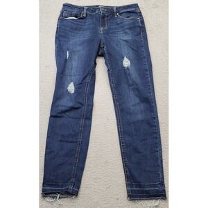 Buffalo David Bitton‎ Jeans Women's 6/28 Blue Denim Rip & Repair Mid Rise Skinny
